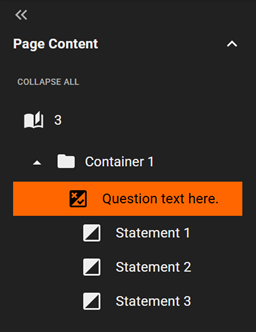 Single choice task in the Page content view